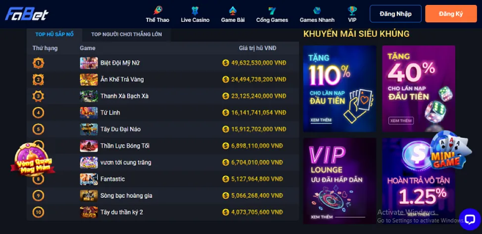 Sự kiện và giải đấu đặc biệt choangclub Nổ Hũ